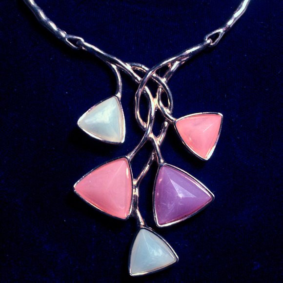 [UNKNOWN] Branching Necklace with Pastel Pyramids - Picture 4 of 14